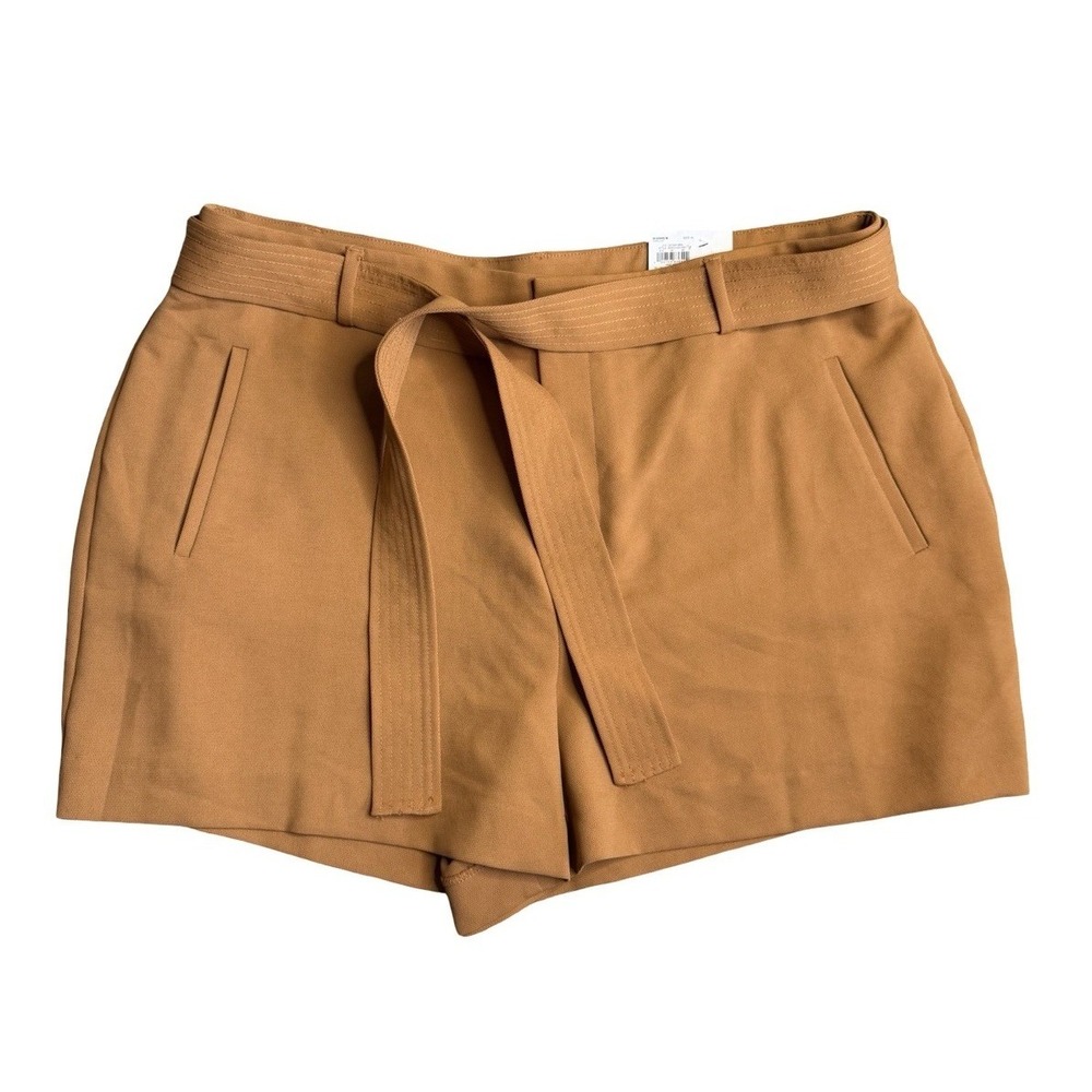 NWT Nine West Belted Flat Front Shorts Womens Sz XL Cedar Barn Brown‎ Orange